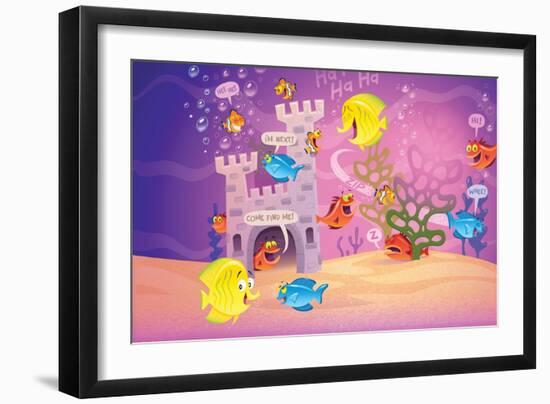 Time to Count-Under the Sea - Turtle-Gary LaCoste-Framed Premium Giclee Print