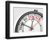 Time To Focus Concept Clock Closeup-donskarpo-Framed Art Print