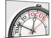 Time To Focus Concept Clock Closeup-donskarpo-Mounted Art Print