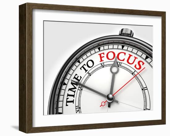 Time To Focus Concept Clock Closeup-donskarpo-Framed Art Print