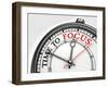 Time To Focus Concept Clock Closeup-donskarpo-Framed Art Print