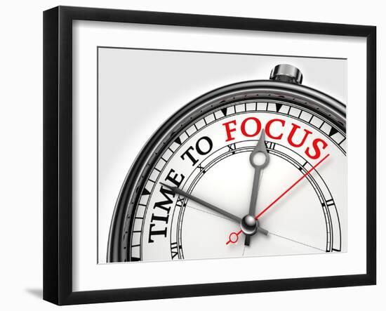 Time To Focus Concept Clock Closeup-donskarpo-Framed Art Print