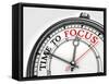 Time To Focus Concept Clock Closeup-donskarpo-Framed Stretched Canvas