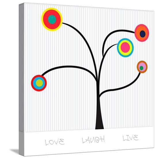 Time Tree, Laugh, Live--Stretched Canvas