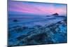 Timelapse Sunset and Blur Water at Atlantic Rocky Beach in Wembury Devon, Uk-Marcin Jucha-Mounted Photographic Print
