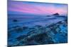 Timelapse Sunset and Blur Water at Atlantic Rocky Beach in Wembury Devon, Uk-Marcin Jucha-Mounted Photographic Print