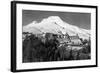 Timerline Lodge and Mt. Hood Photograph - Mt. Hood, OR-Lantern Press-Framed Art Print