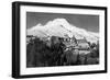 Timerline Lodge and Mt. Hood Photograph - Mt. Hood, OR-Lantern Press-Framed Art Print