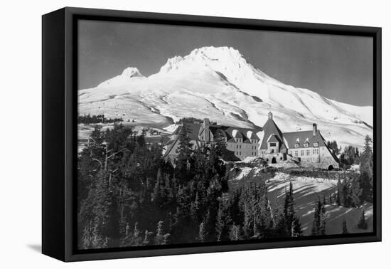 Timerline Lodge and Mt. Hood Photograph - Mt. Hood, OR-Lantern Press-Framed Stretched Canvas