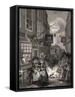 Times of the Day: Night, from 'The Works of William Hogarth', Published 1833-William Hogarth-Framed Stretched Canvas