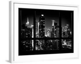 Times Square and 42nd Street with the Empire State Building by Night - Manhattan, New York, USA-Philippe Hugonnard-Framed Photographic Print