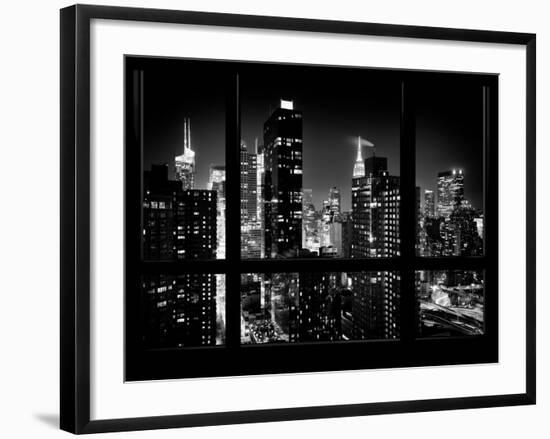 Times Square and 42nd Street with the Empire State Building by Night - Manhattan, New York, USA-Philippe Hugonnard-Framed Photographic Print