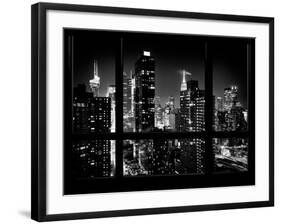 Times Square and 42nd Street with the Empire State Building by Night - Manhattan, New York, USA-Philippe Hugonnard-Framed Photographic Print