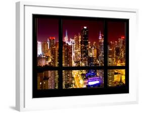 Times Square and 42nd Street with the Empire State Building by Night - Manhattan, New York, USA-Philippe Hugonnard-Framed Photographic Print