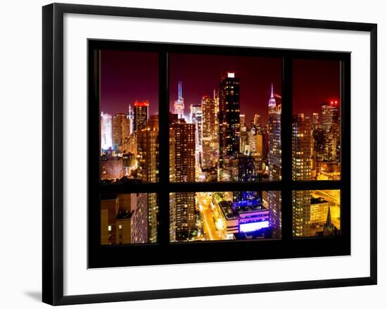 Times Square and 42nd Street with the Empire State Building by Night - Manhattan, New York, USA-Philippe Hugonnard-Framed Photographic Print