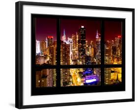 Times Square and 42nd Street with the Empire State Building by Night - Manhattan, New York, USA-Philippe Hugonnard-Framed Photographic Print