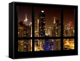 Times Square and 42nd Street with the Empire State Building by Night - Manhattan, New York, USA-Philippe Hugonnard-Framed Stretched Canvas