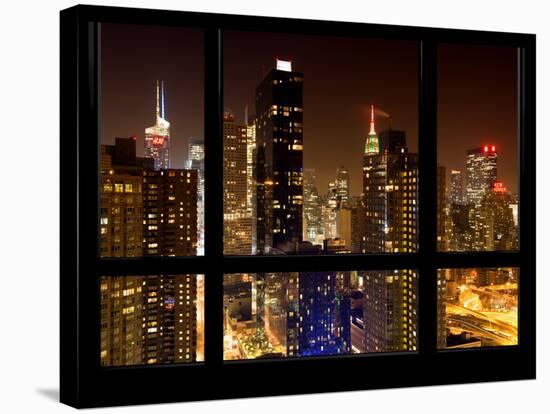 Times Square and 42nd Street with the Empire State Building by Night - Manhattan, New York, USA-Philippe Hugonnard-Stretched Canvas