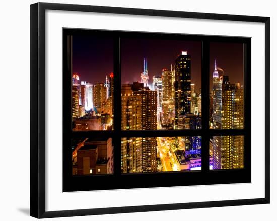 Times Square and 42nd Street with the Empire State Building by Night - Manhattan, New York, USA-Philippe Hugonnard-Framed Photographic Print