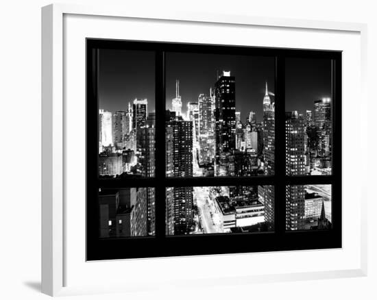 Times Square and 42nd Street with the Empire State Building by Night - Manhattan, New York-Philippe Hugonnard-Framed Photographic Print