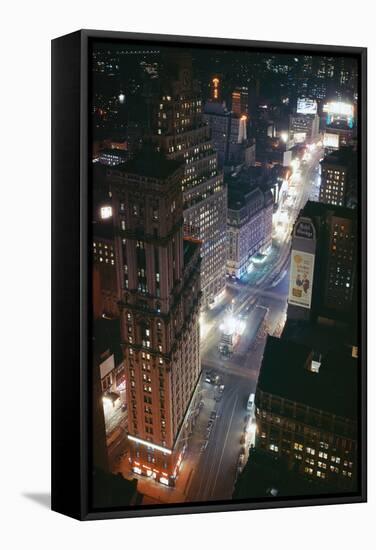 Times Square and Garment District at Night-null-Framed Stretched Canvas