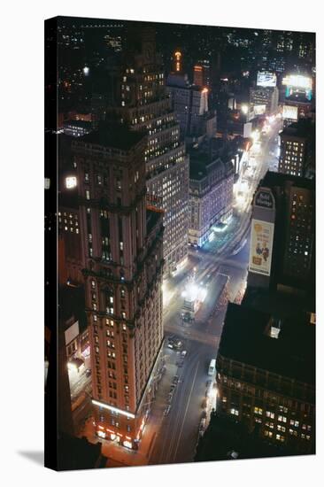 Times Square and Garment District at Night-null-Stretched Canvas