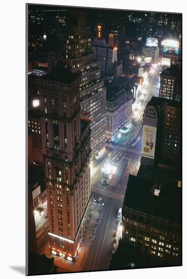 Times Square and Garment District at Night-null-Mounted Photographic Print