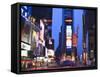Times Square at Dusk, Manhattan, New York City, New York, United States of America, North America-Amanda Hall-Framed Stretched Canvas