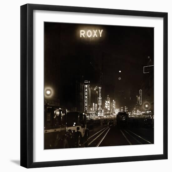Times Square at Night, Circa the 1920's-null-Framed Photographic Print