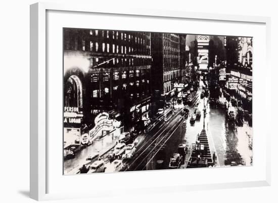 Times Square at Night, New York , c.1930-null-Framed Giclee Print