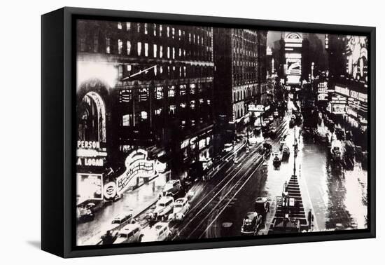 Times Square at Night, New York , c.1930-null-Framed Stretched Canvas