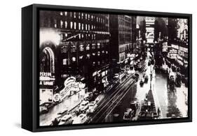 Times Square at Night, New York , c.1930-null-Framed Stretched Canvas