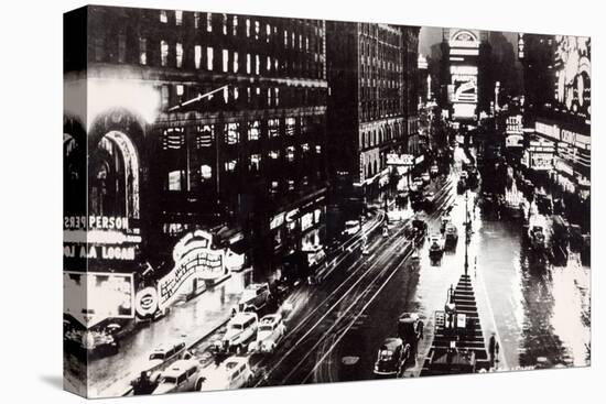 Times Square at Night, New York , c.1930-null-Stretched Canvas