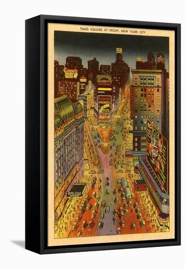 Times Square at Night, New York City-null-Framed Stretched Canvas