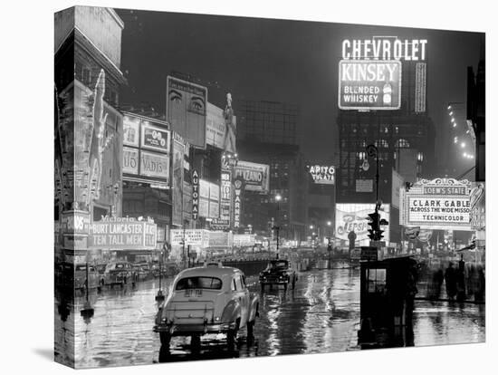 Times Square at night, NYC, 1951-null-Stretched Canvas