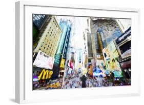 Times Square Buildings III - In the Style of Oil Painting-Philippe Hugonnard-Framed Giclee Print