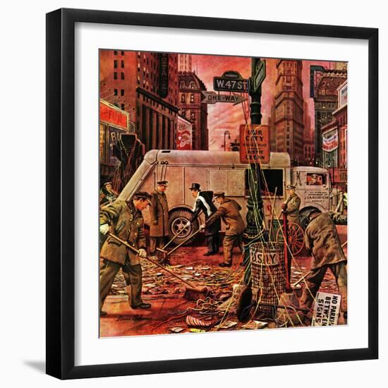 "Times Square Cleanup," January 4, 1947-Stevan Dohanos-Framed Giclee Print