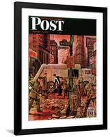 "Times Square Cleanup," Saturday Evening Post Cover, January 4, 1947-Stevan Dohanos-Framed Giclee Print