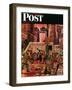 "Times Square Cleanup," Saturday Evening Post Cover, January 4, 1947-Stevan Dohanos-Framed Giclee Print