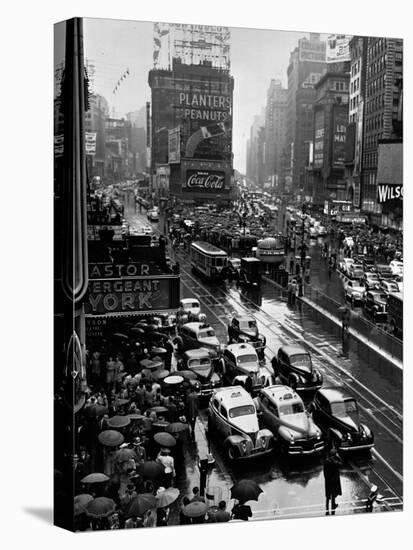 Times Square During a President Franklin D. Roosevelt Speech Transmission, New York, 1941-null-Stretched Canvas