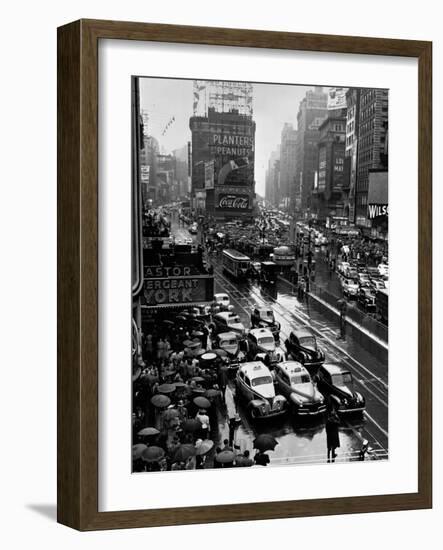 Times Square During a President Franklin D. Roosevelt Speech Transmission, New York, 1941-null-Framed Photographic Print