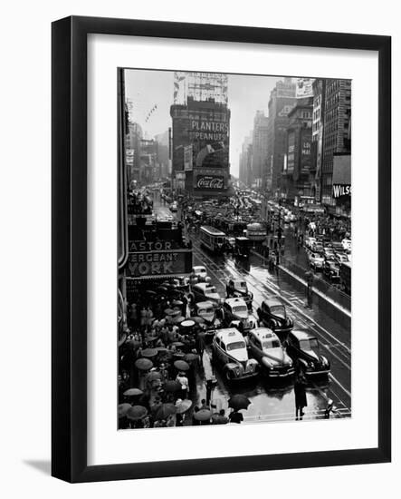 Times Square During a President Franklin D. Roosevelt Speech Transmission, New York, 1941-null-Framed Photographic Print