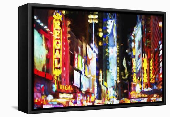 Times Square Night II - In the Style of Oil Painting-Philippe Hugonnard-Framed Stretched Canvas