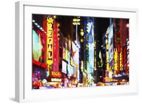 Times Square Night II - In the Style of Oil Painting-Philippe Hugonnard-Framed Giclee Print