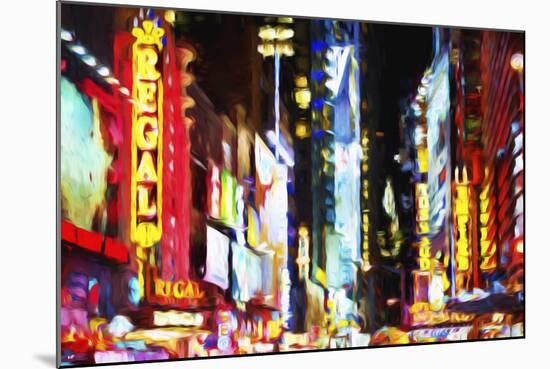 Times Square Night II - In the Style of Oil Painting-Philippe Hugonnard-Mounted Giclee Print
