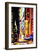 Times Square Night III - In the Style of Oil Painting-Philippe Hugonnard-Framed Giclee Print