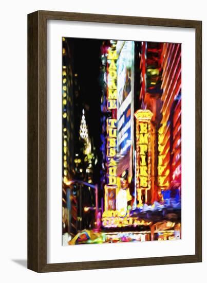 Times Square Night III - In the Style of Oil Painting-Philippe Hugonnard-Framed Giclee Print