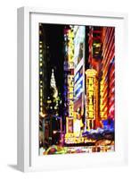 Times Square Night III - In the Style of Oil Painting-Philippe Hugonnard-Framed Giclee Print