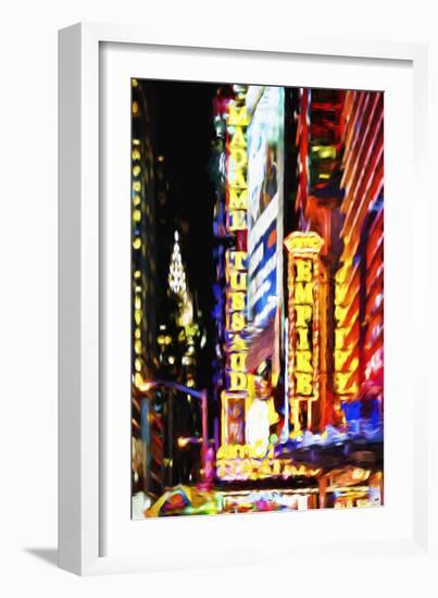 Times Square Night III - In the Style of Oil Painting-Philippe Hugonnard-Framed Giclee Print