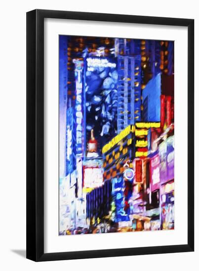 Times Square Night - In the Style of Oil Painting-Philippe Hugonnard-Framed Giclee Print